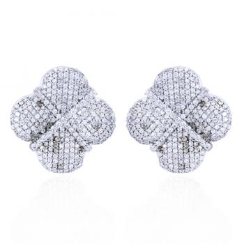 Elegant Sterling Silver CZ  Stone Seated Stud Earrings